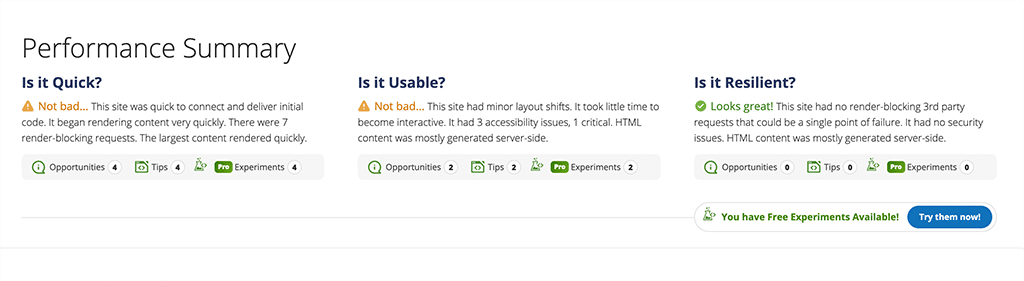 WebpageTest: Analiza la velocidad y el rendimiento del sitio web 5 Performance Summary