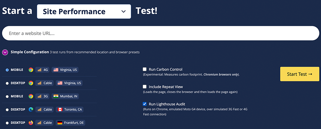 WebpageTest: Analiza la velocidad y el rendimiento del sitio web 3 Site Performance Test