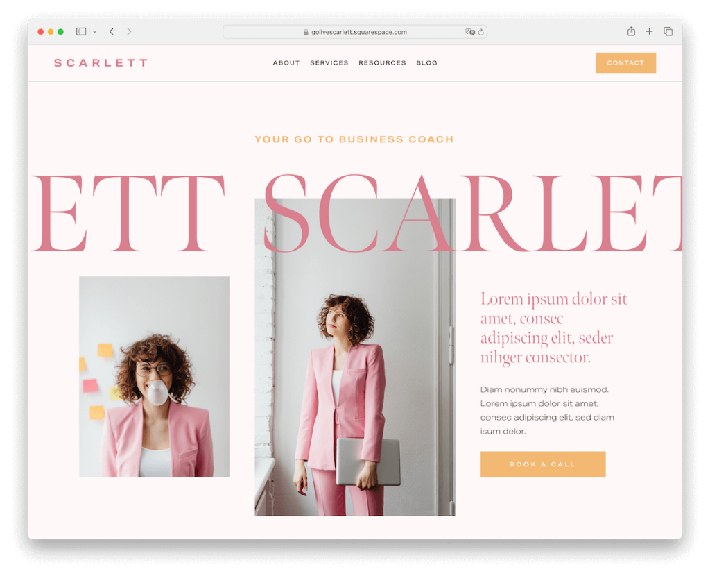 Scarlett Squarespace etkileyici şablonu