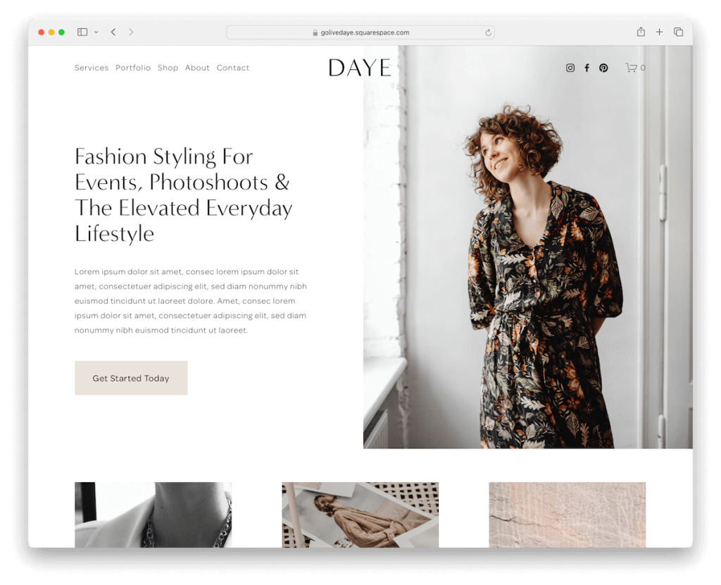 daye squarespace etki sahibi şablonu