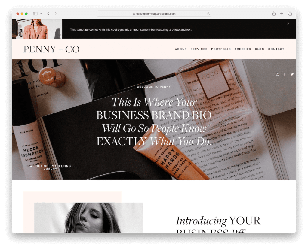 penny squarespace yaşam tarzı şablonu
