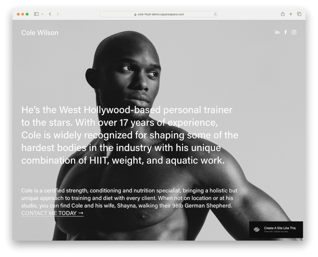 cole squarespace etki sahibi şablonu