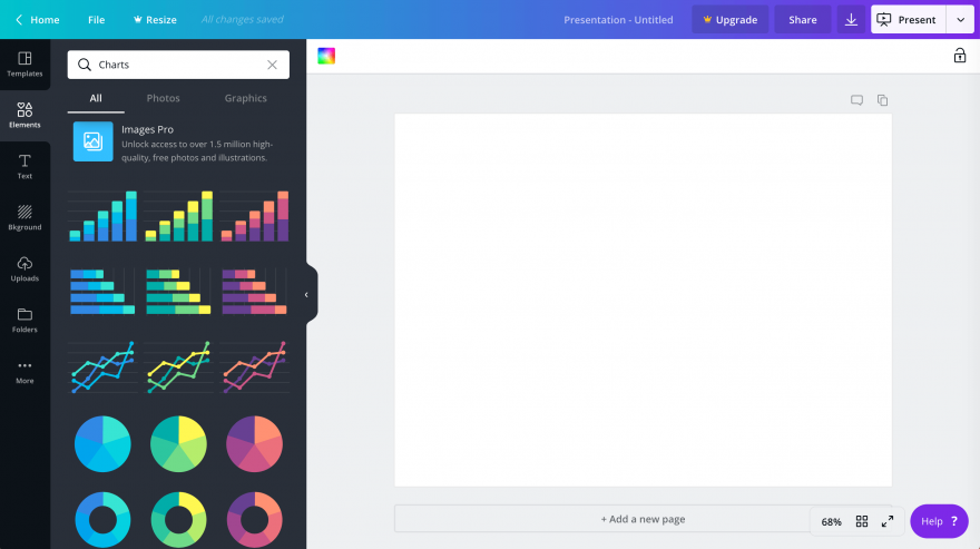使用 Canva 創建新圖表。