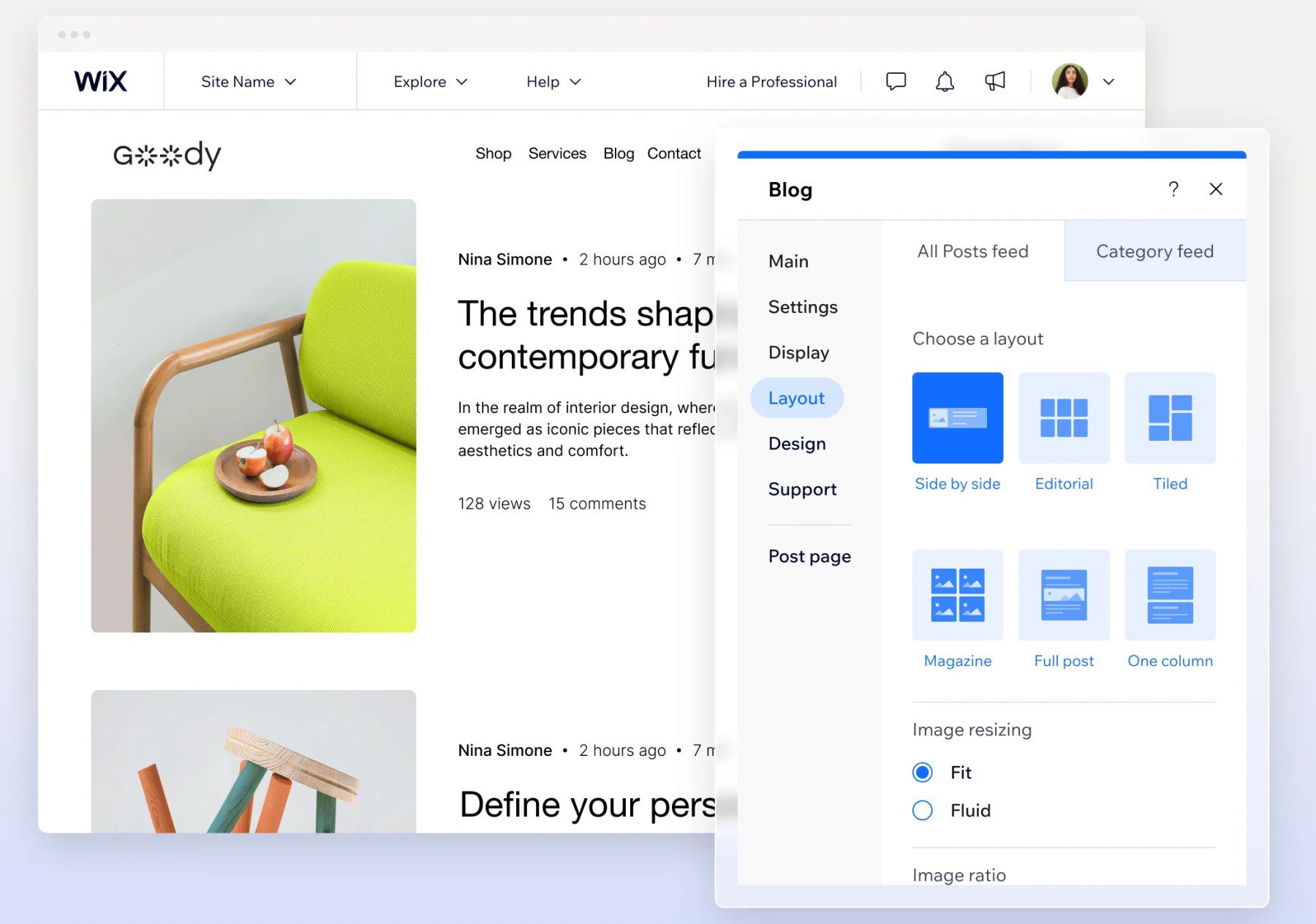 Disposition des archives des pages du blog Wix