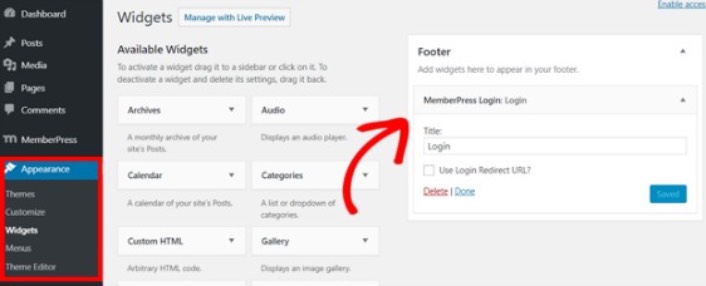 Widget de connexion MemberPress