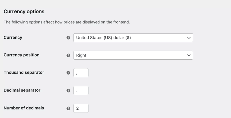 Opzioni valutarie woocommerce