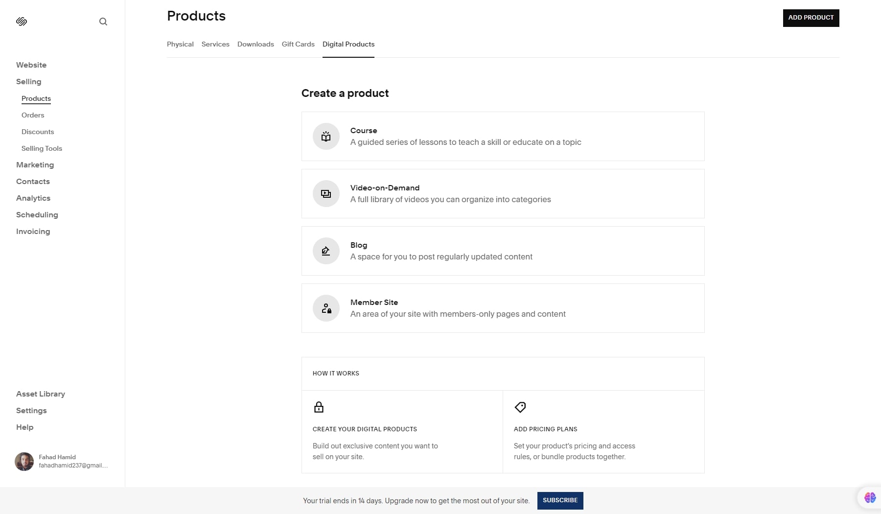 prodotti Squarespace