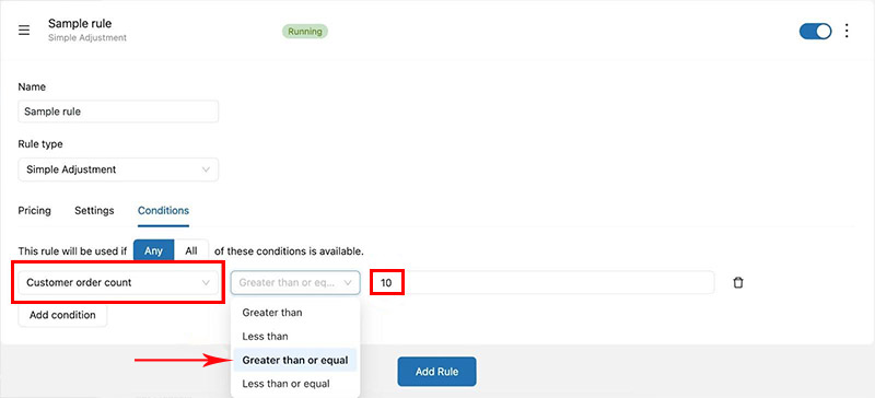 如何為不同使用者設定不同的 WooCommerce 價格 8 Activate the discount conditions