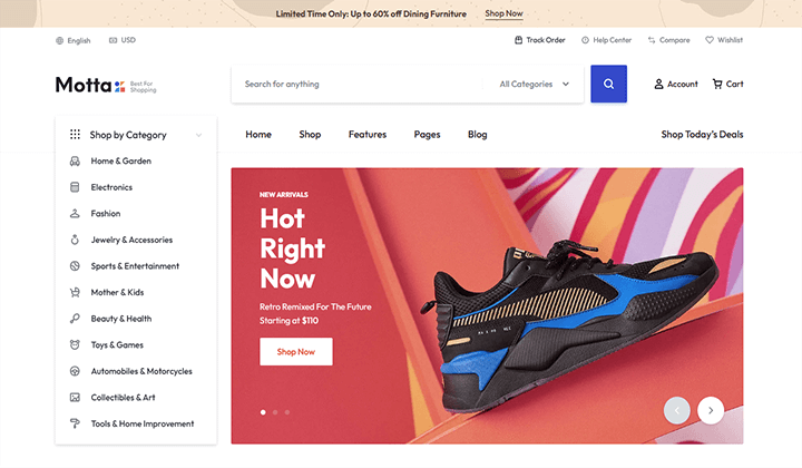 独自のオンラインストアを作成するための Etsy Web サイトのような 6 つのベスト WordPress テーマ 7 motta 321