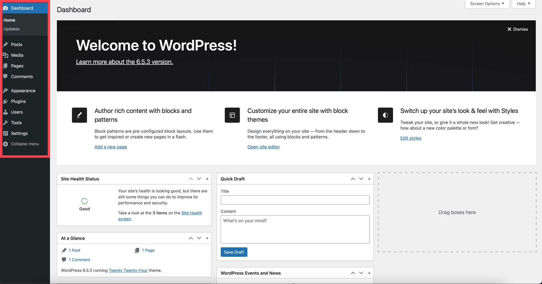 แดชบอร์ดผู้ดูแลระบบ WordPress