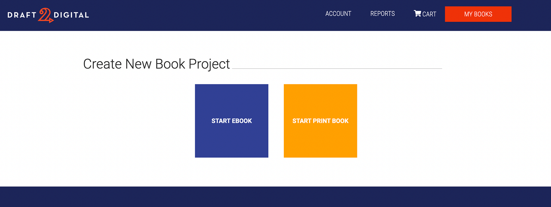 So verkaufen Sie E-Books online, indem Sie ein neues Buchprojekt auf Draft2Digital erstellen.