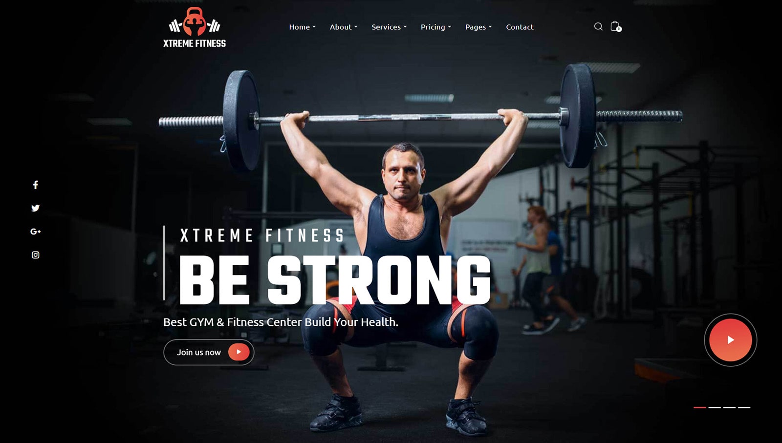 다국어 지원이 가능한 매력적인 체육관용 WordPress 솔루션인 Xtreme Fitness의 그림입니다.