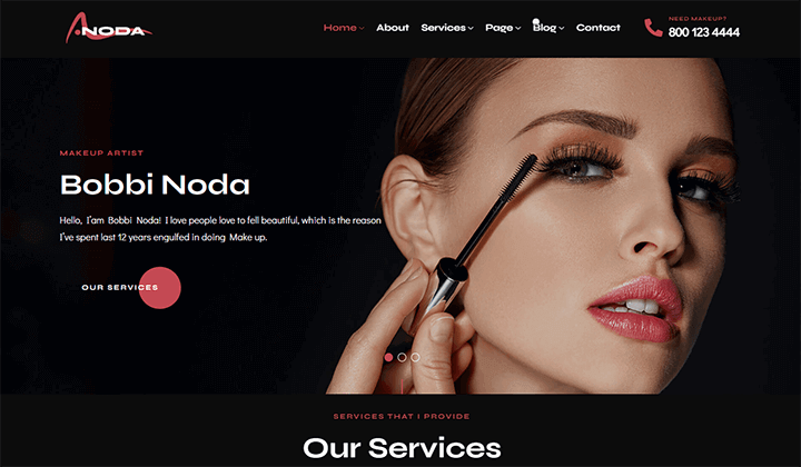 9+ 최고의 메이크업 아티스트 테마 및 템플릿 6 noda 3126