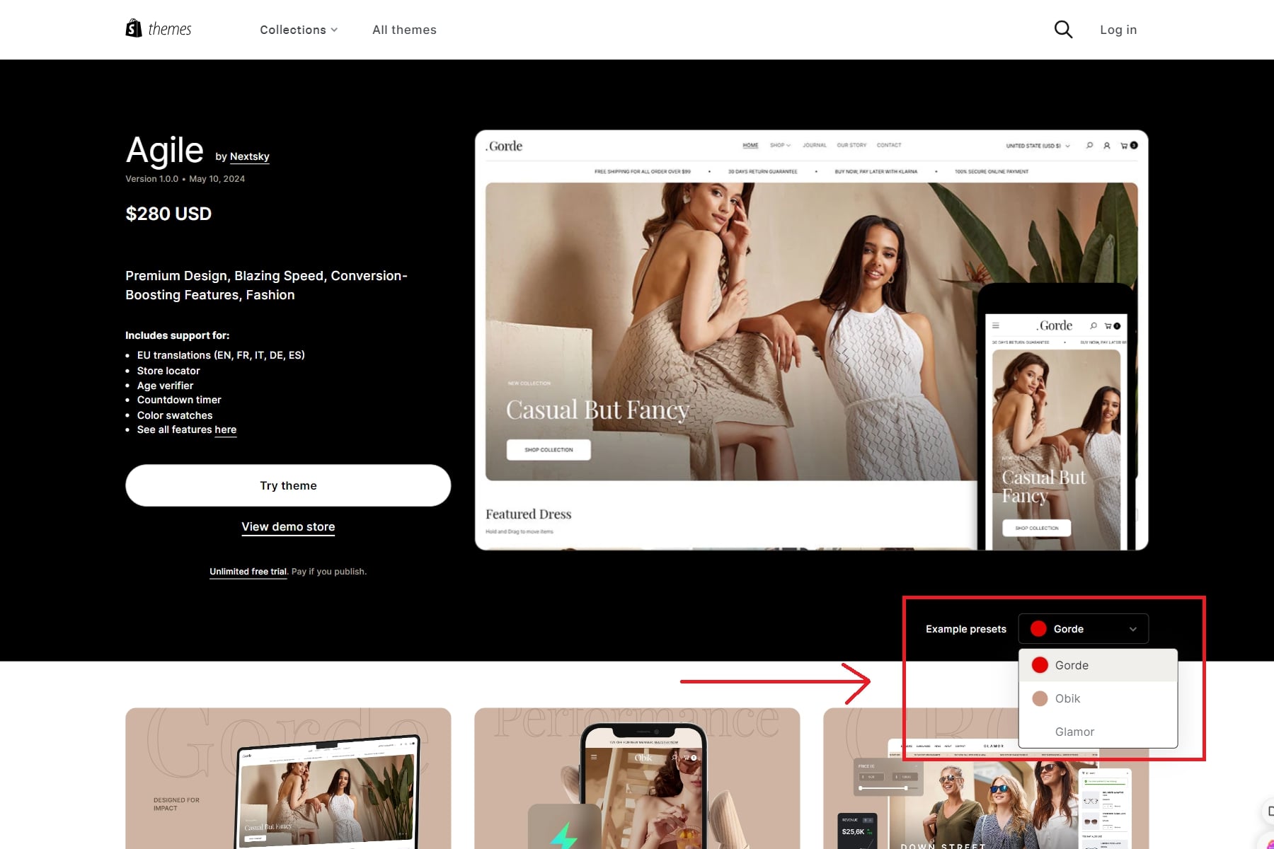 styles de thèmes Shopify