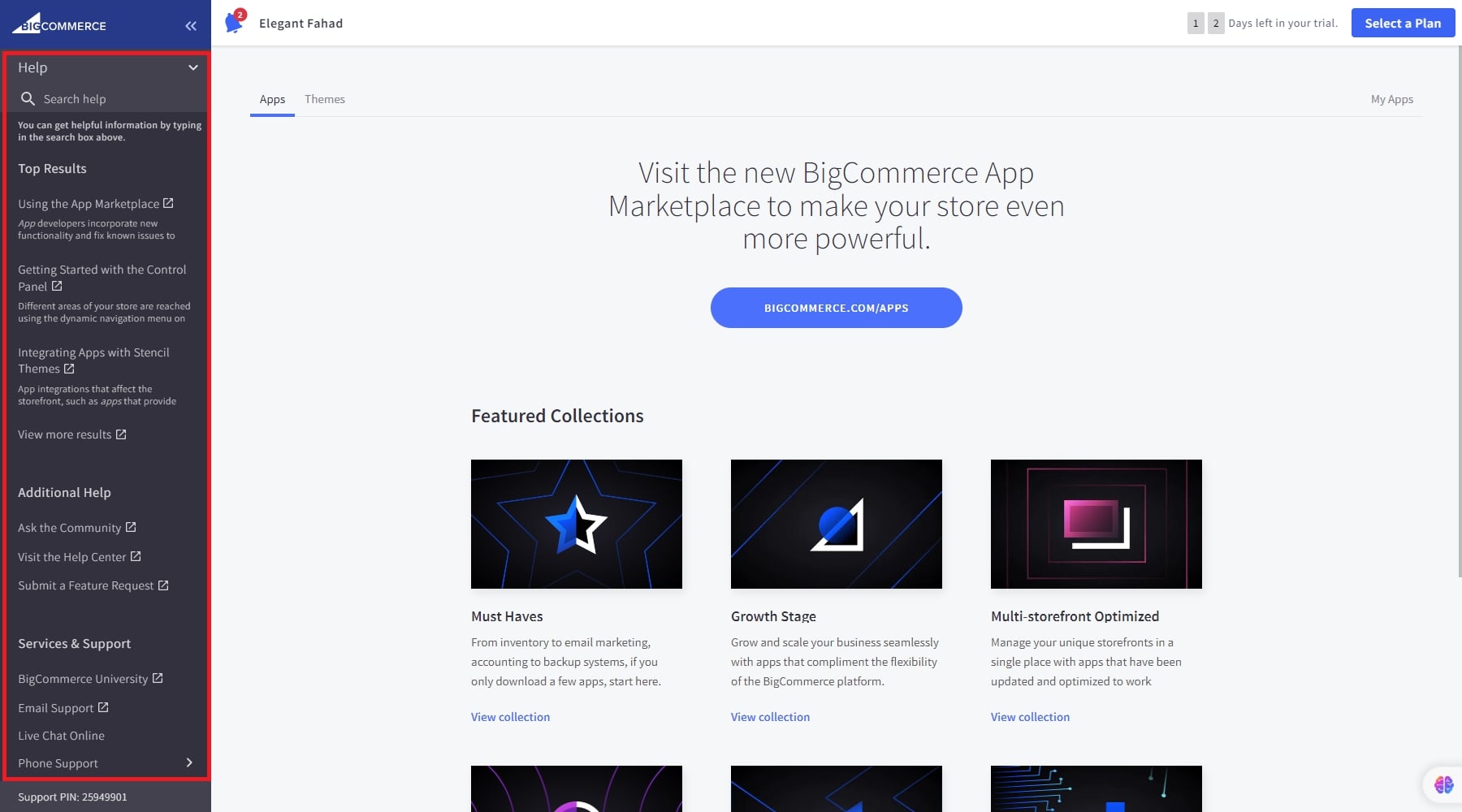 aide de la boutique bigcommerce