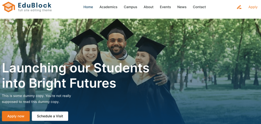 temas de bloco edublock para edição completa do site
