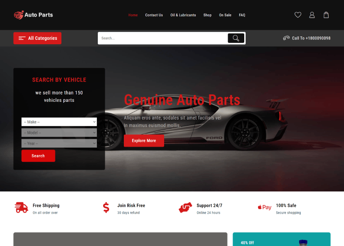 23 belos exemplos de sites criados com Elementor 7 Auto parts 1