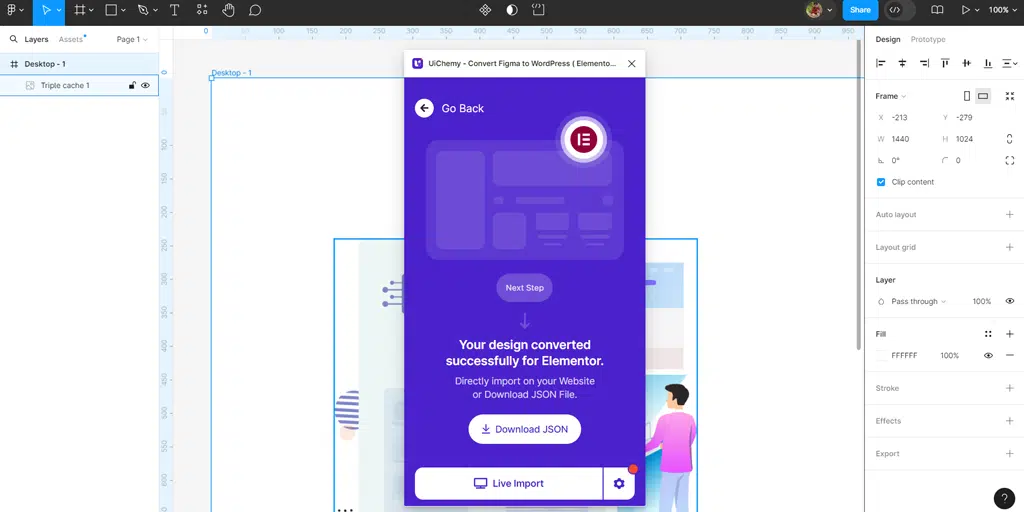 Figma を WordPress に変換するにはどうすればよいですか? 【無料・有料】18 Download JSON file after converting Figma design to Elementor using Uichemy Plugin