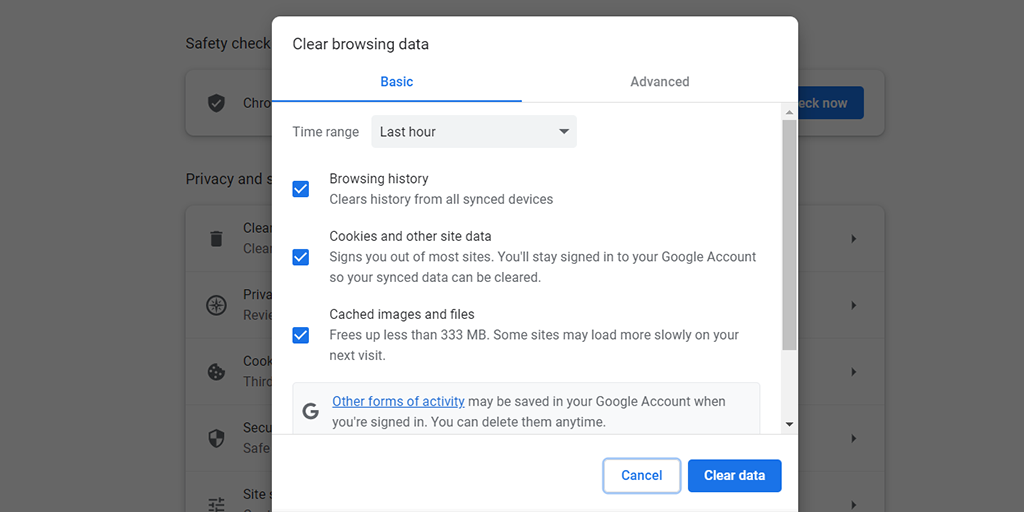 Comment réparer ERR_TUNNEL_CONNECTION_FAILED rapidement ? 12 Clear Browsing Data