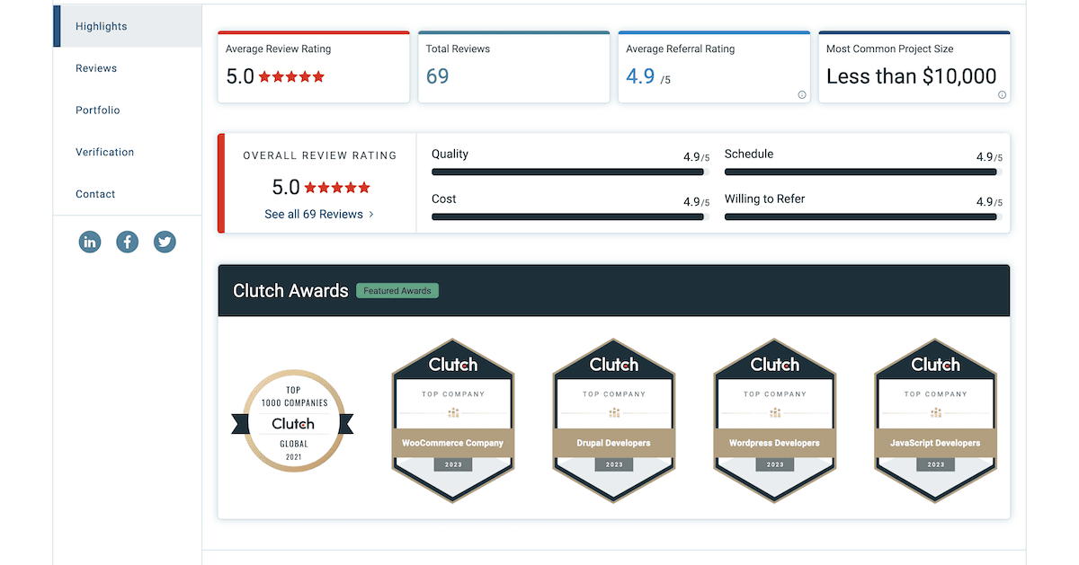 GetDevDone에 대한 모든 리뷰를 보여주는 Clutch 웹사이트.