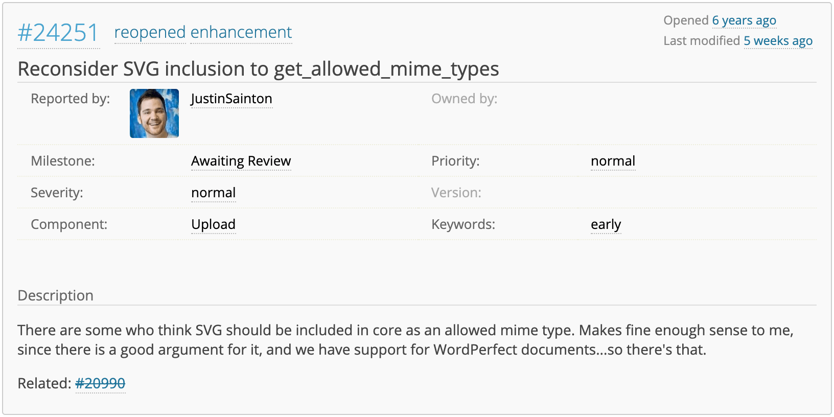 Un billet Trac d'il y a six ans.