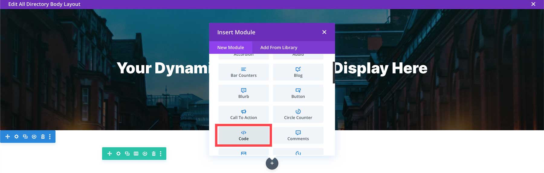 Divi Kodu Modülü ekle
