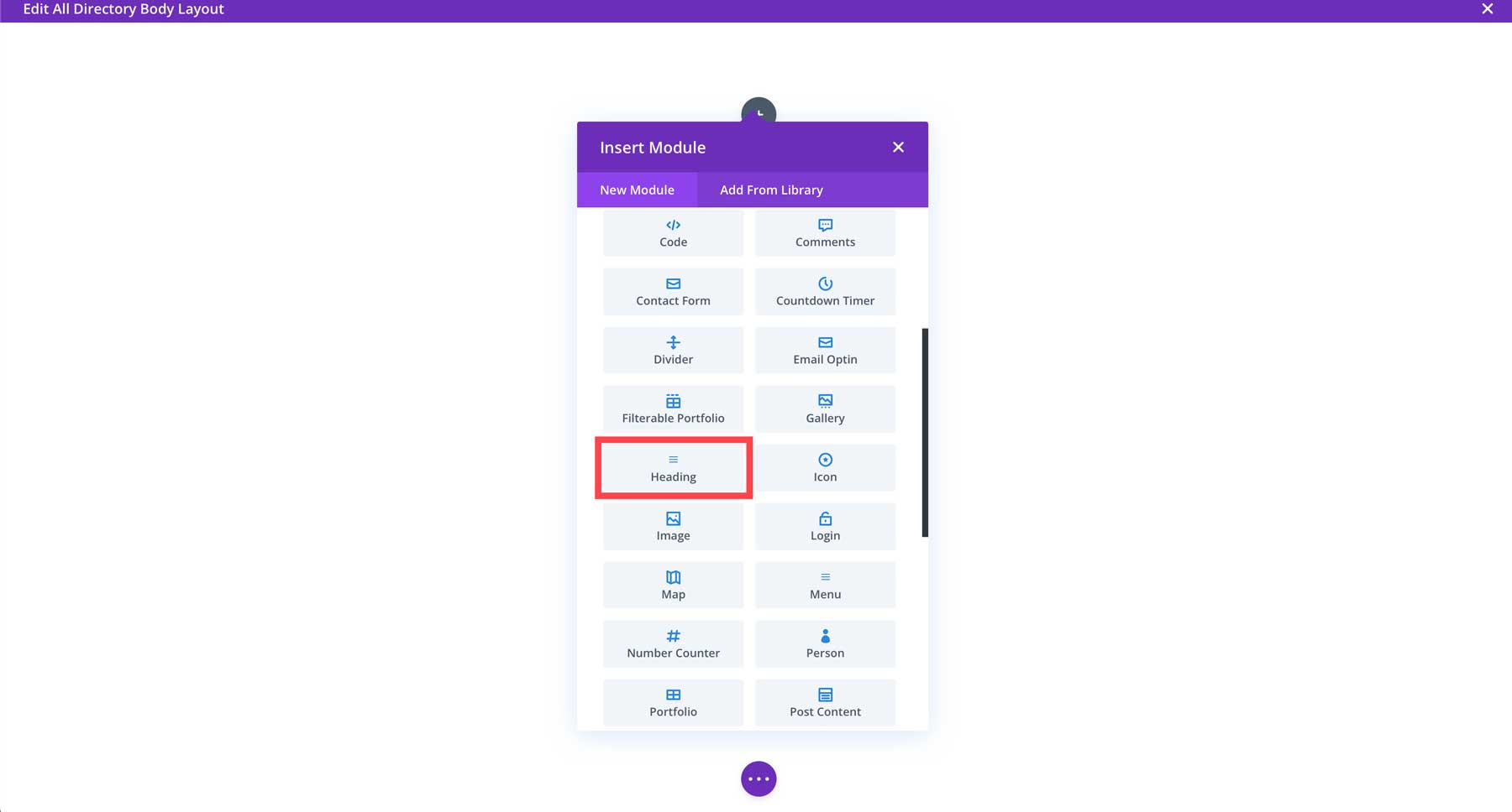 Divi başlık modülünü ekle