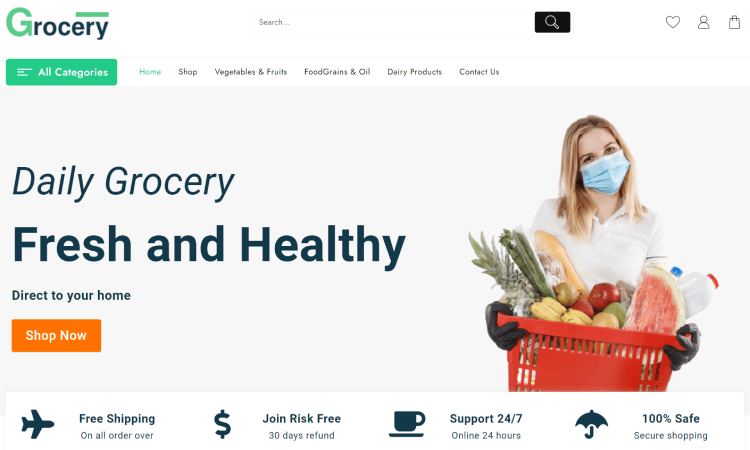 WordPress 用の 7 つの最高のオーガニック食品 WooCommerce テーマ 2 GROCERY MANIA