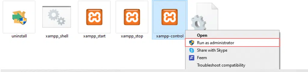 「MySQL が予期せずシャットダウンしました」XAMPP エラーを修正する方法? 3 Run as Administrator XAMPP application