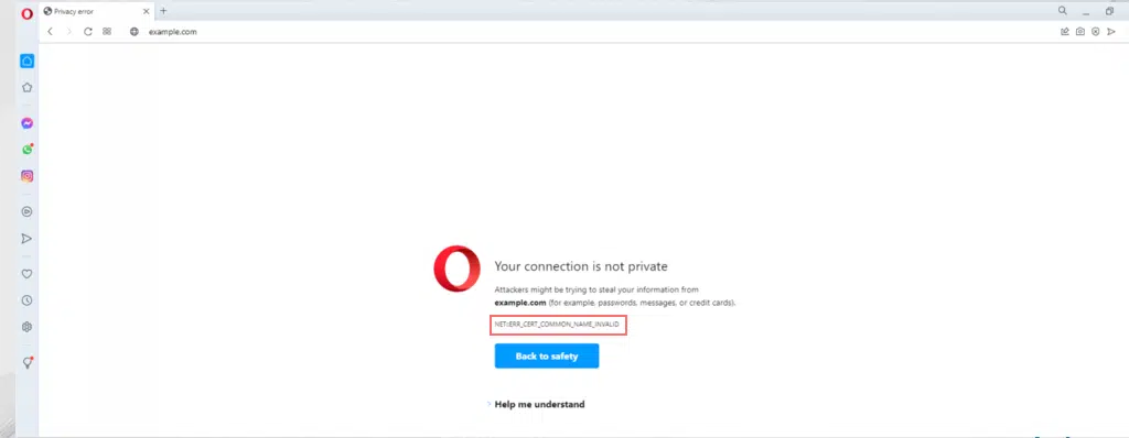 จะแก้ไข NET::ERR_CERT_COMMON_NAME_INVALID ได้อย่างไร 21 The NET::ERR_CERT_COMMON_NAME_INVALID error in Opera