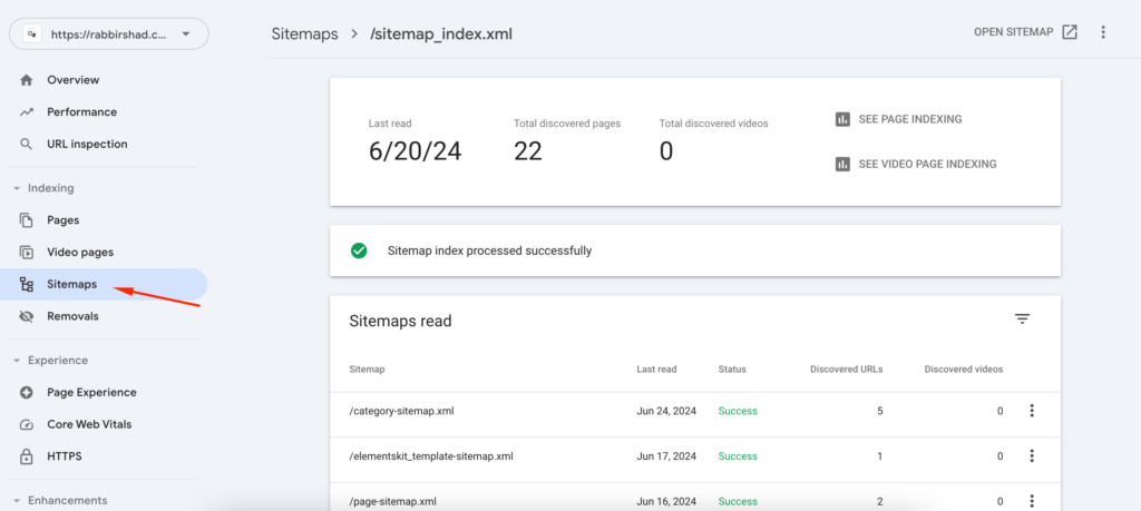 Dies ist ein Screenshot der Sitemap