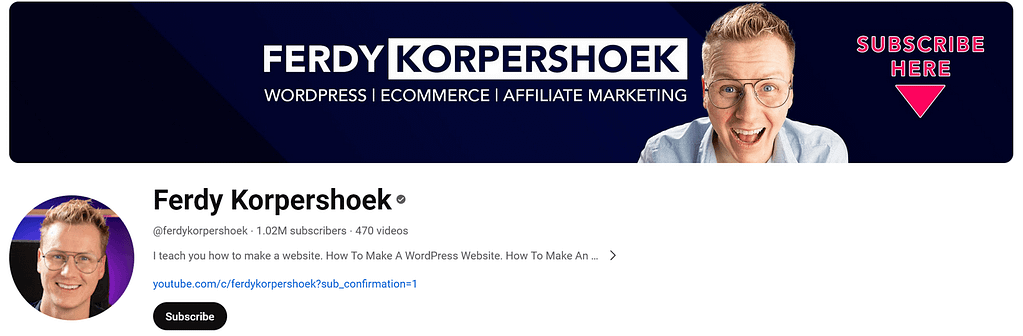 Ferdy Korpershoek YouTube 频道提供 WordPress 培训视频