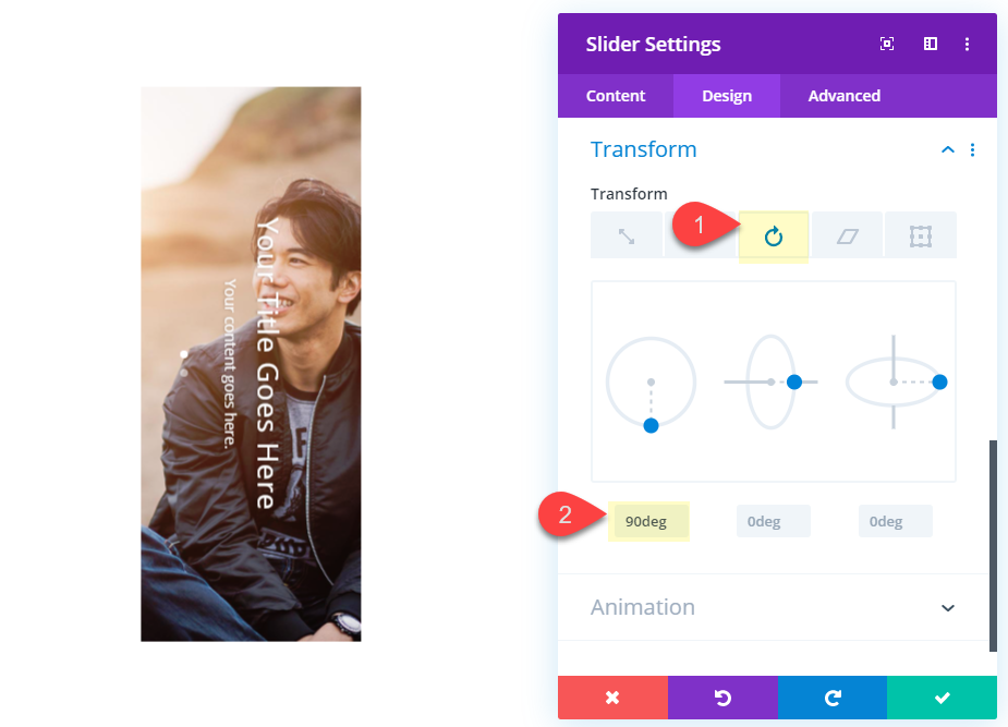 Elemen penggeser vertikal Divi