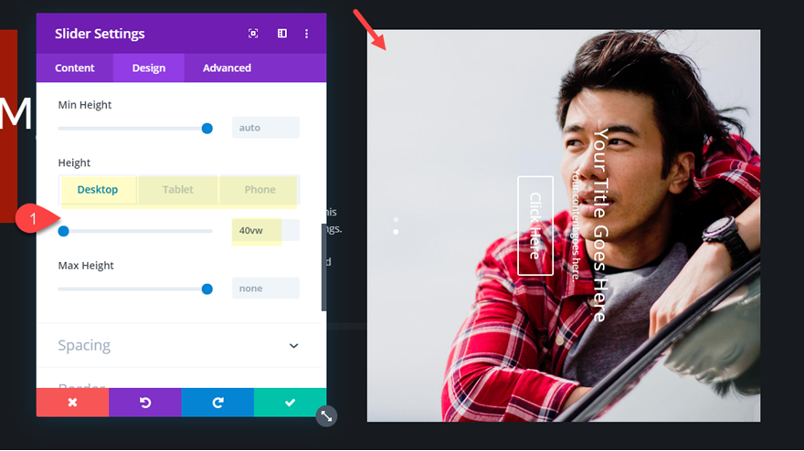 Elemen penggeser vertikal Divi