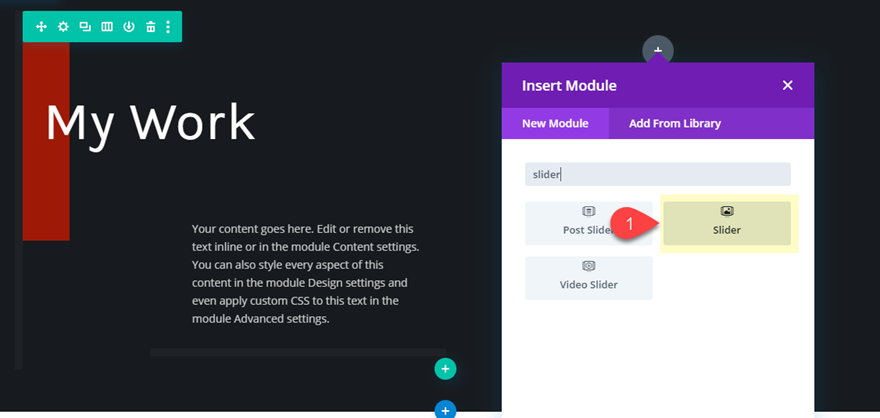 Elemen penggeser vertikal Divi