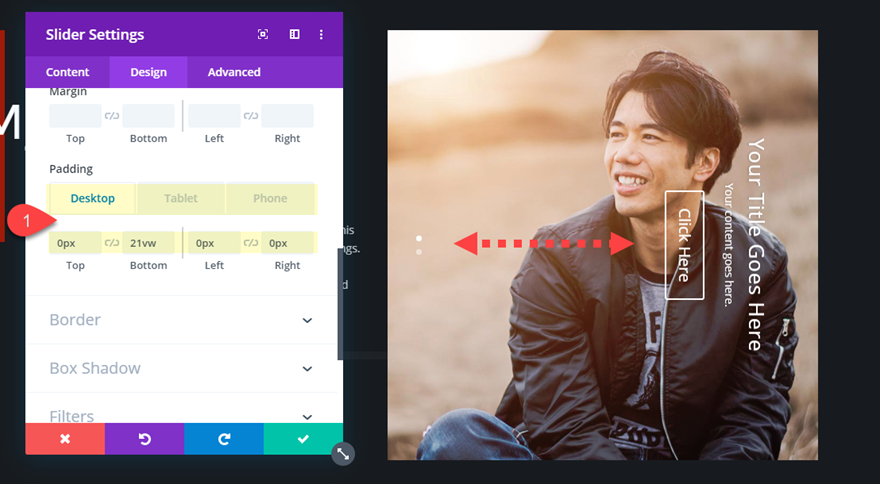 Elemen penggeser vertikal Divi