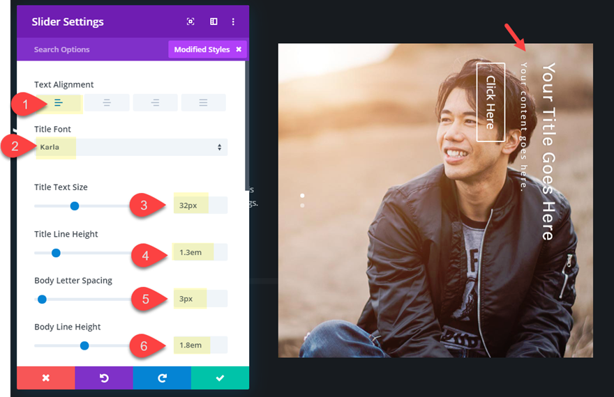 Elemen penggeser vertikal Divi