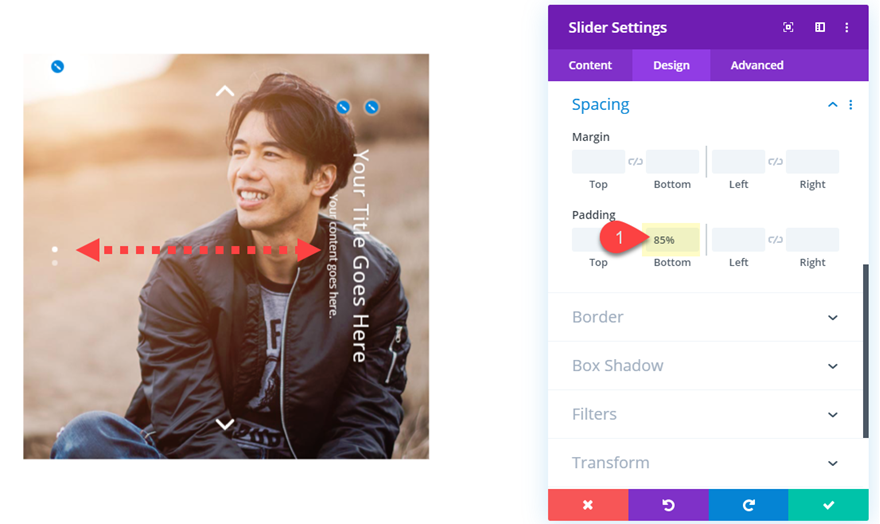 Elemen penggeser vertikal Divi