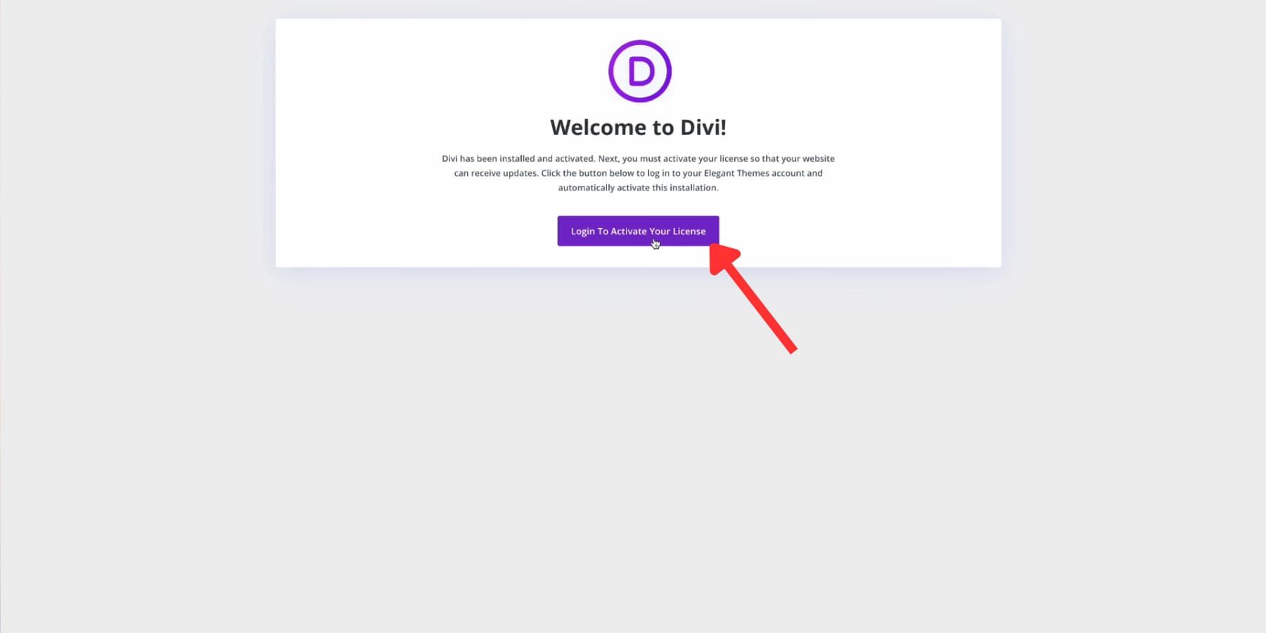 O captură de ecran a noului vrăjitor de onboarding al Divi
