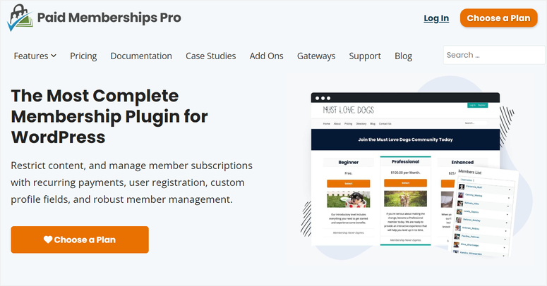 abbonamenti a pagamento-pro-plugin - IsItWP - Rilevatore di temi WordPress gratuito paid memberships pro plugin
