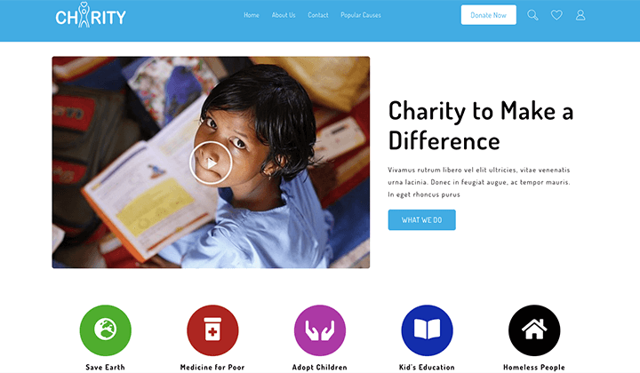网站类型细分与现实生活示例 9 Charity WordPress Theme