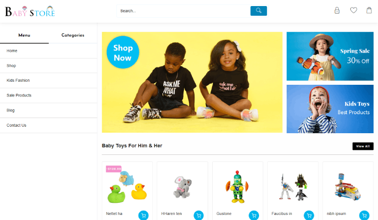 11 Temas y plantillas de WordPress para ropa de bebé 2 Baby Kids stores