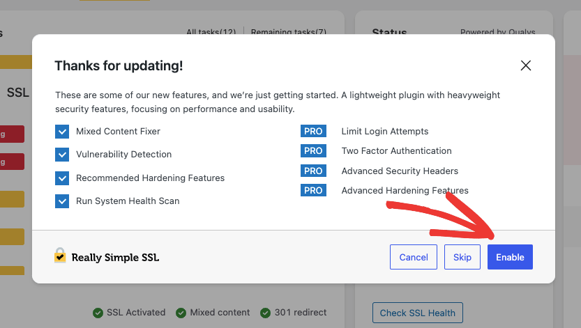 Включить функции Really Simple SSL