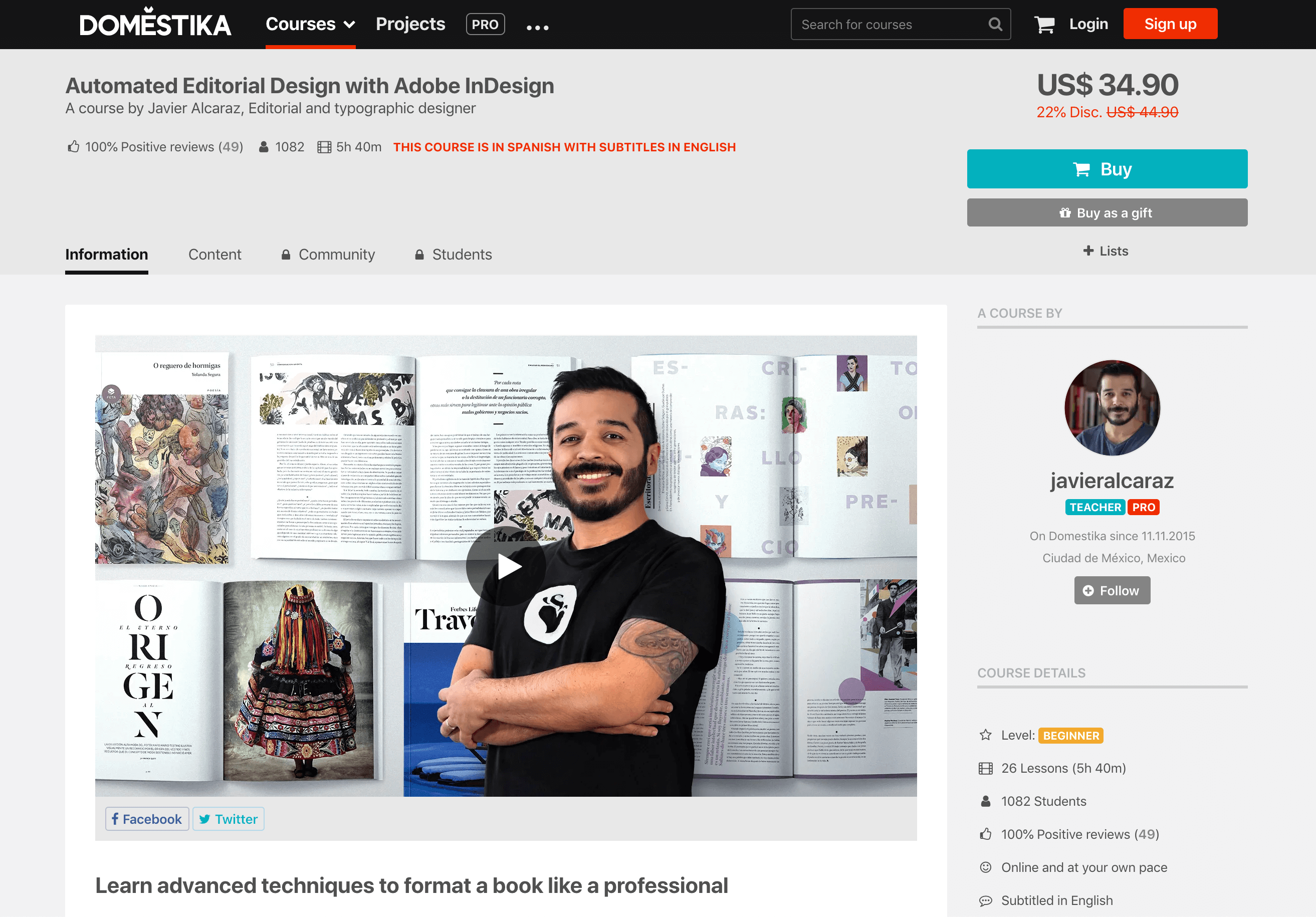 Domestika의 InDesign 튜토리얼