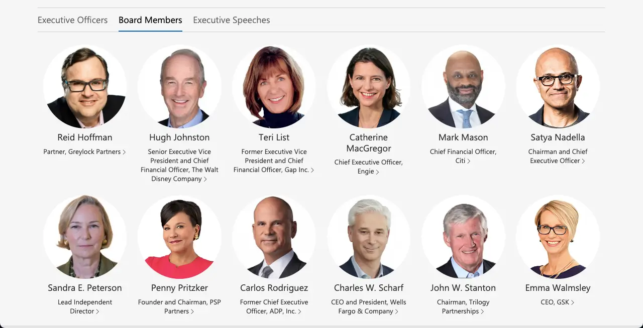 あなたのサイトに最適な 15 以上の Meet the Team ページの例 4 Microsoft's meet the team page