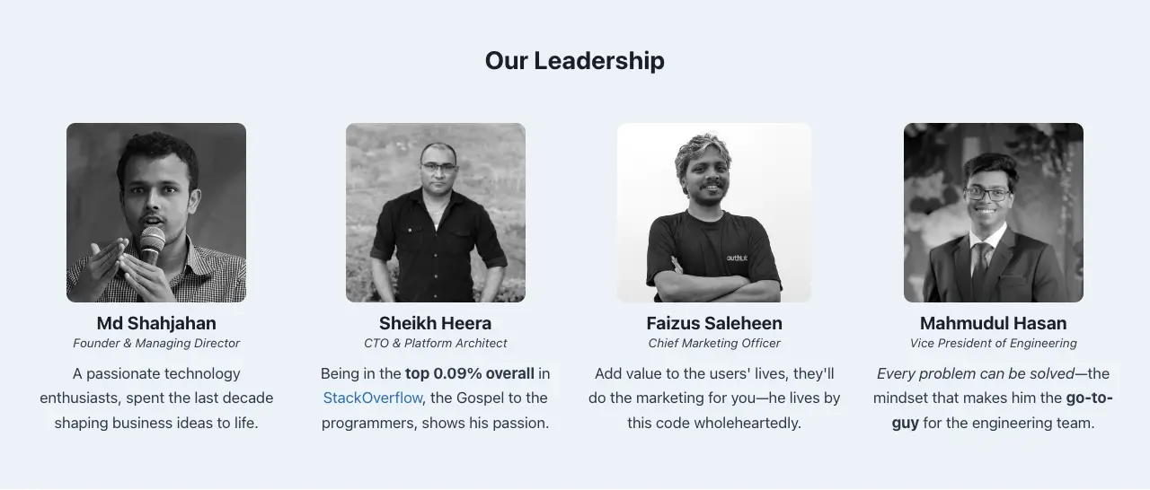 あなたのサイトに最適な「チーム紹介」ページの例 15 以上 9 Authlab's meet the team page