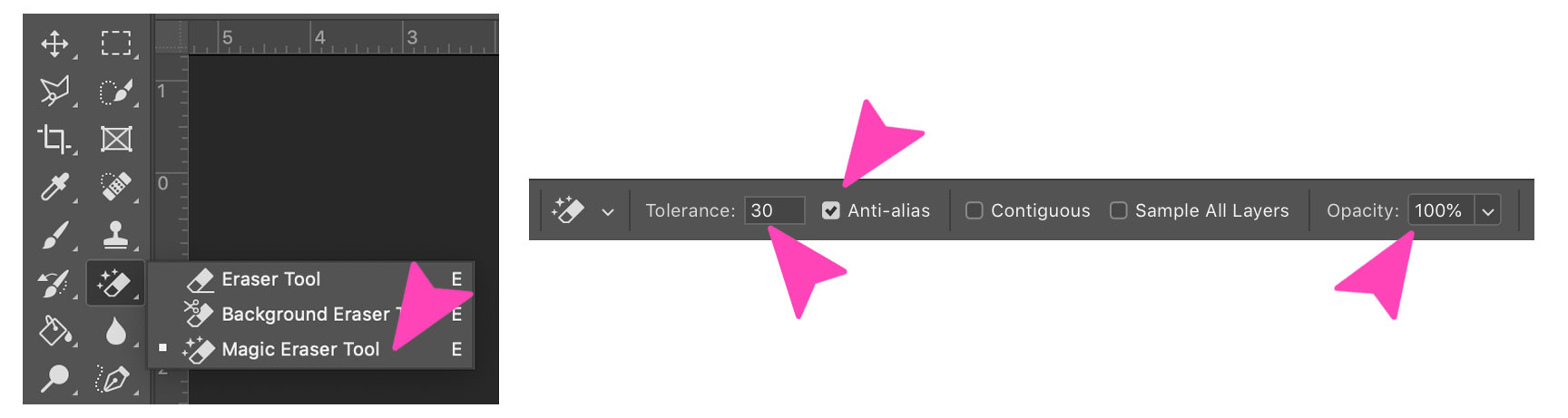 魔法の消しゴムツールを選択して、フォトショップで画像から白い背景を削除します