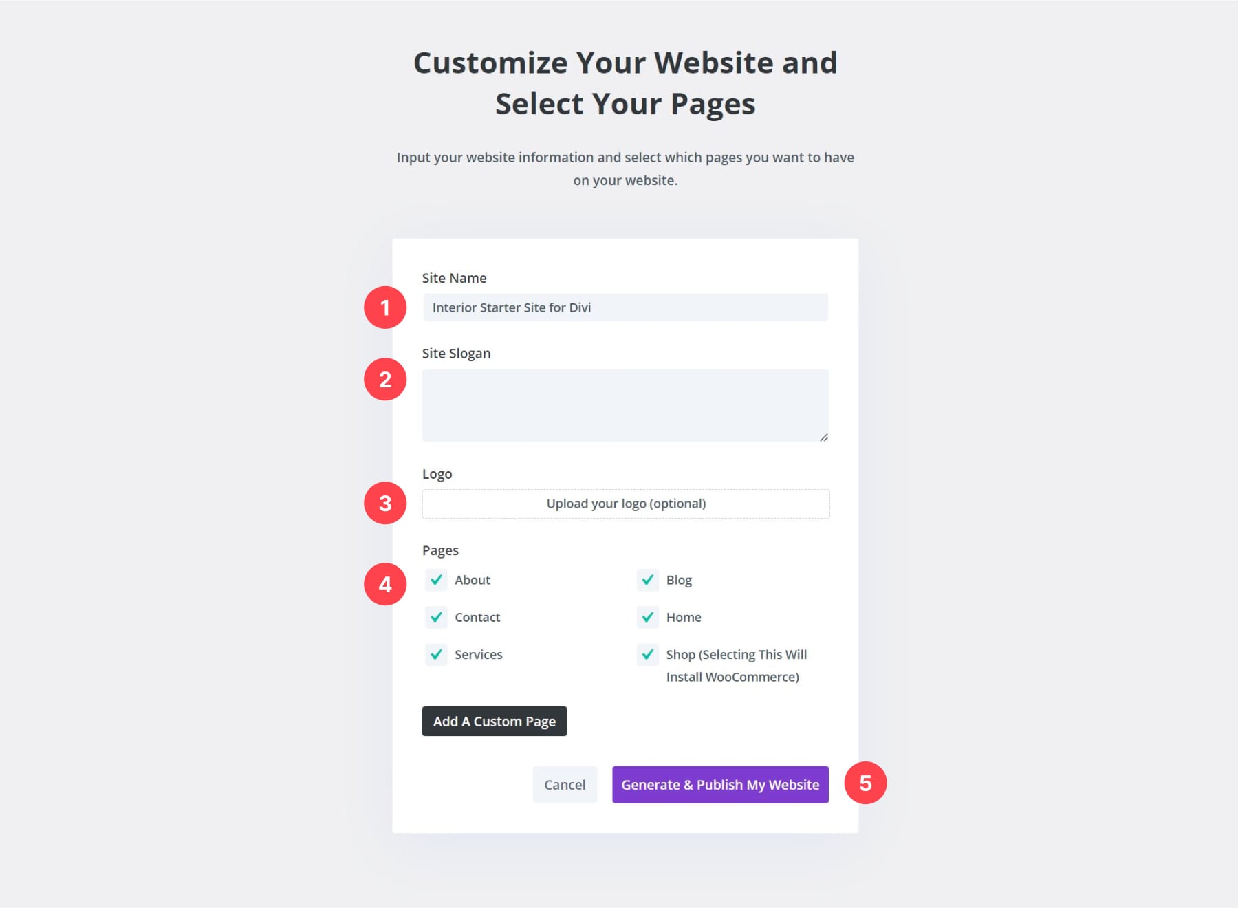 divi インテリア スターター サイト