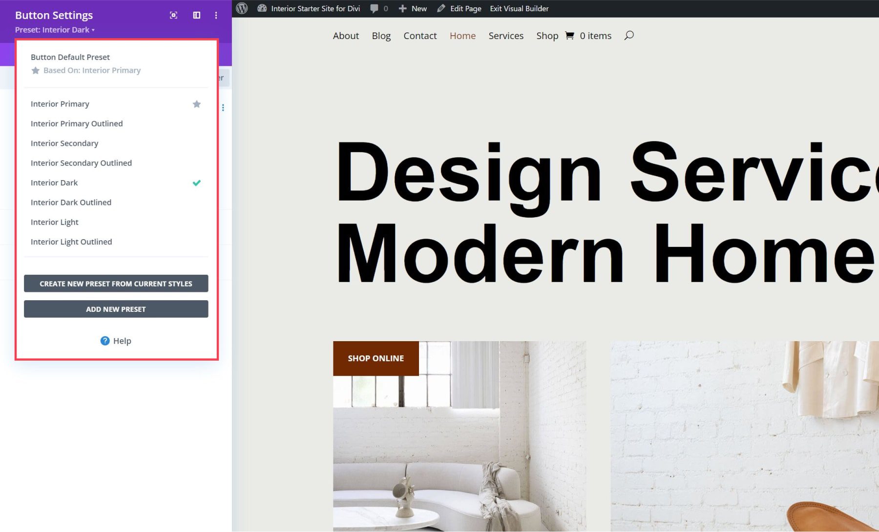 Divi インテリア スターター サイト