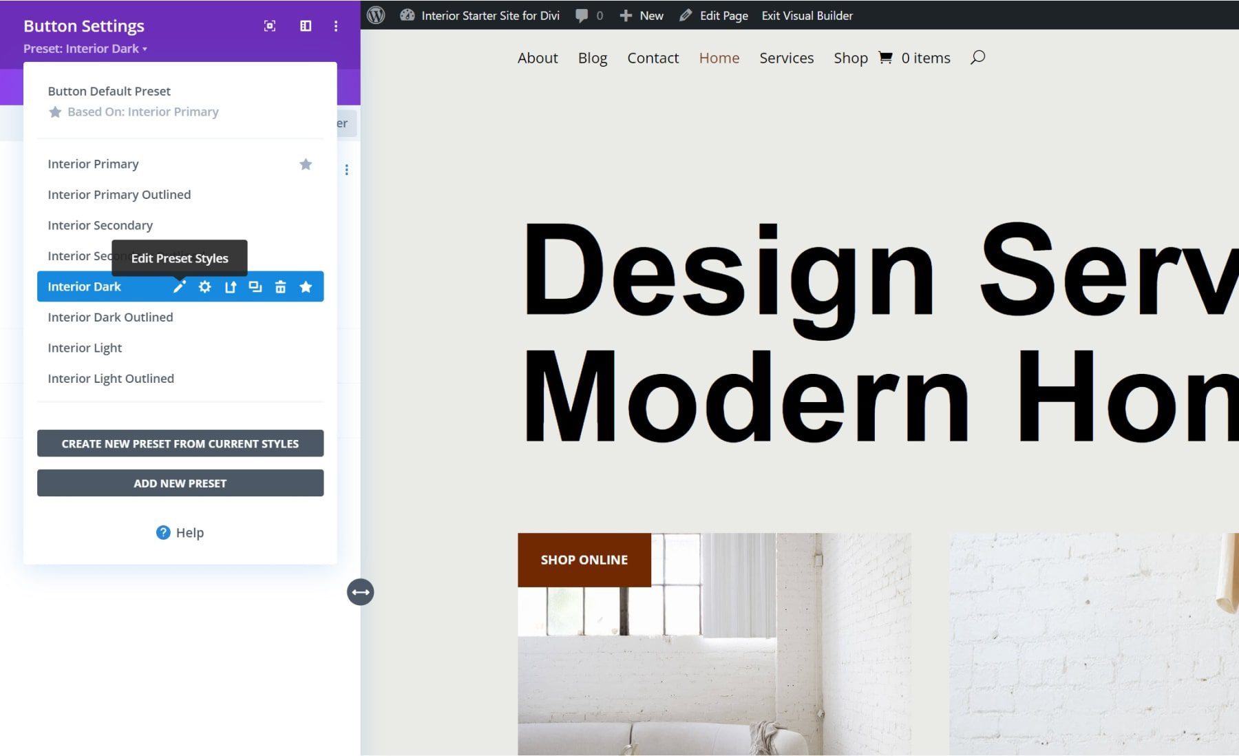 Divi インテリア スターター サイト